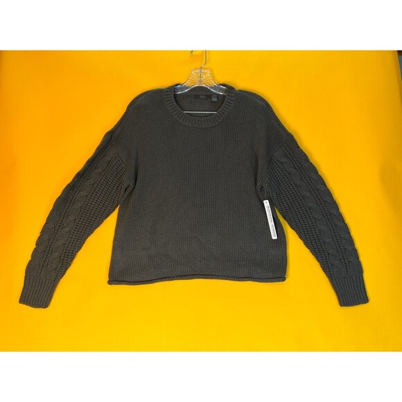 RDI Pullover Sweater Womens XS Ash Gray Cable Knit Long Sleeve Crew Neck NWT - Picture 1 of 6